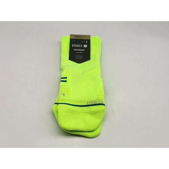 Stance Run Light Quarter Crew Cut Volt Socks Small Men's 3-5.5 Women's 5 -7.5 - Picture 4 of 6